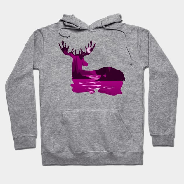 Pink Deer Silhouette Hoodie by Pastel.Punkk